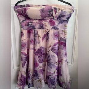 MINT FOREVER 21 Floral Strapless A-Line Dress in Purple and Blush